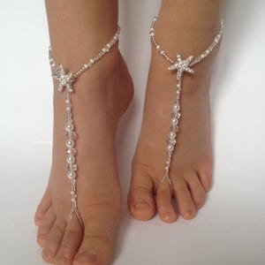 Barefoot sandals Starfish Barefoot sandals,Bridal barefoot sandals,Flower girl barefoot sandalsWedding Barefoot SandalsBaby Foot accessories image 4