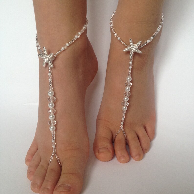 Barefoot sandals Starfish Barefoot sandals,Bridal barefoot sandals,Flower girl barefoot sandalsWedding Barefoot SandalsBaby Foot accessories image 4