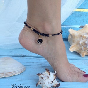 Cheville de plage pour femme, bracelet de cheville, bracelet Boho, cheville Hippie, Boho bracelet de cheville, Beach bracelet, bracelet pour femmes, noir bracelet de cheville, bijoux bobo
