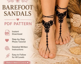 Crochet Barefoot Sandals Pattern, Beach Wedding Anklet Jewelry (PDF Download)