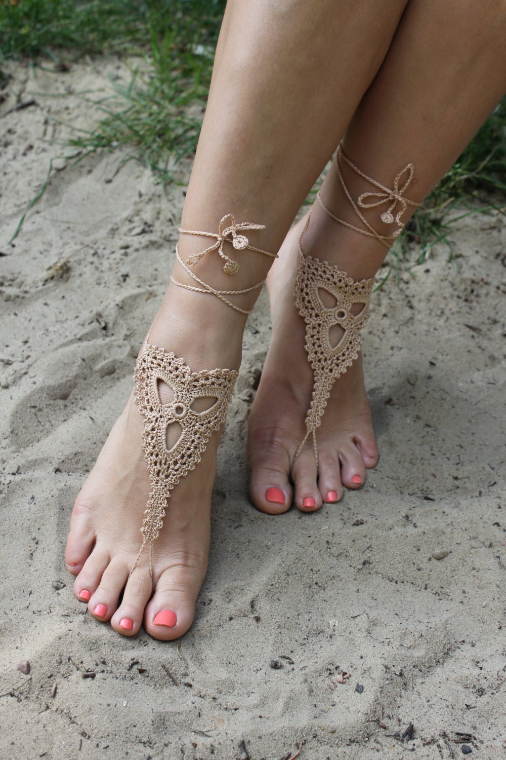 Barefoot Sandalsbeach Wedding Barefoot Sandalscrochet - Etsy