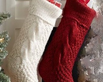 Hand Knitted Christmas Stocking, Cable Knit, Personalized