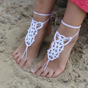 Flower Girl Barefoot Sandal Crochet Baby Barefoot Sandals Baby - Etsy