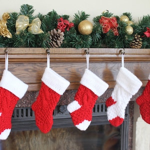 Christmas Stocking SET of 5 Christmas Stocking Mini Christmas stocking Hand knit Christmas Stocking,Knitted Christmas Stocking,