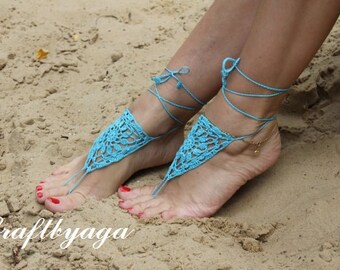 Gehaakte Barefoot sandalen, blote voeten sandalen, voet sieraden, bruiloft sieraden, bruidsmeisje geschenk, sexy yoga, enkelt, strand Barefoot sandalen, Beach Party