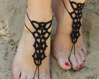 Barefoot sandals,Crochet barefoot sandals,Foot jewelry,Bridal barefoot sandals,Beach barefoot sandals,Wedding barefoot sandals,Anklet,