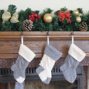 Christmas Stocking SET of 3 Christmas Stocking Mini Christmas stocking Hand knit Christmas Stocking,Knitted Christmas Stocking,SantaStocking