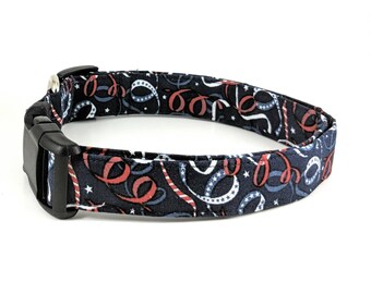 Patriotic Stars and Stripes Red White and Blue Adjustable Dog Collar
