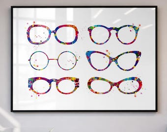 Eyeglasses Watercolor Art Print, Optometrist Gift-1678