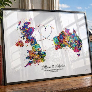 Personalized Watercolor Map Print: Long Distance Moving Gift-2634