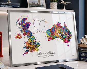 Personalized Watercolor Map Print: Long Distance Moving Gift-2634