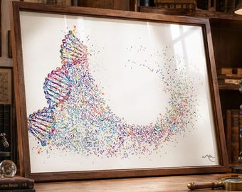 T細胞、科学アート、科学プリント、医療、水彩画アート、水彩画