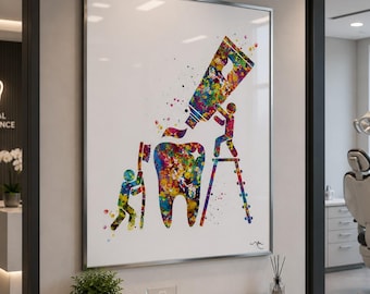 Watercolor Dental Art Print, Dentist Office Decor-1400