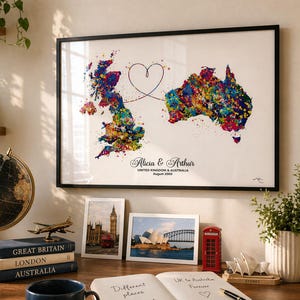 Mapa personalizado em aquarela: presente para mudança de longa distância - 2634