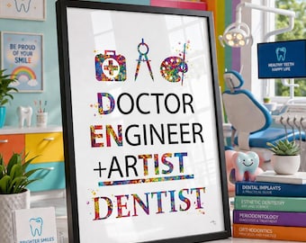 Dentist Watercolor Quote Print, Stomatology Clinic Wall Decor-1414