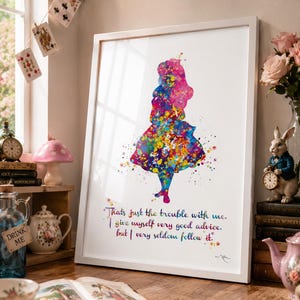 Alice Good Advice Quote Watercolor Print Inspirational Quote-1825
