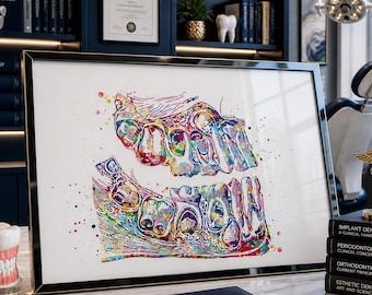 Teeth Anatomy Watercolor Print, Dental Office Decor Art-244