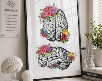 Autism Spectrum Disorder Watercolor Print - Brain Art - Neurology