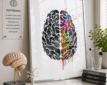 Creative Brain Print | Watercolor Medical Neurology Art-1118