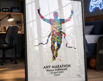Personalized Marathon Runner Watercolor Print, London Gift-2597