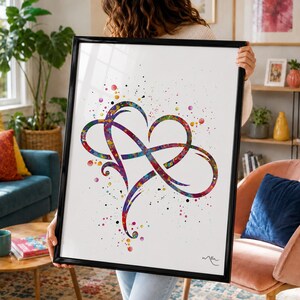 Watercolor Infinity Heart Print, Eternal Love Symbol Wall Art-1718