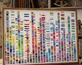 DNA Sequence Watercolor Art Print: Medical Biology Decor