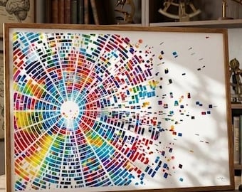 DNA Watercolor Print | Genome Map, Science Biology Art-2570