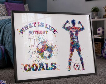 Personalized Soccer Player Watercolor Print, Football Gift-2421
