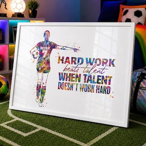 Personalized Soccer Girl Watercolor Print, Custom Football Gift-2402