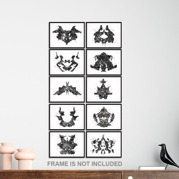 Rorschach Inkblot Test Card Set de 10 acuarela impresión psicología psiquiatría pared arte psicoterapeuta psicólogo oficina arte médico-2179