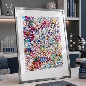 Streptococcus Bacteria Watercolor Print, Medical Office Decor-316