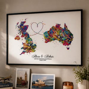 Impresión de mapa de acuarela personalizado: regalo para mudanza de larga distancia - 2634