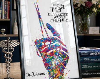 Personalized Surgeon Watercolor Art Print, Medical Graduation Gift-2946