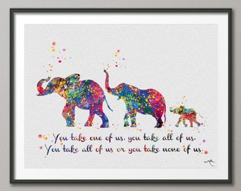 Elephant and Butterfly Inspirational Quote Watercolor Print Wedding Gift Nursery