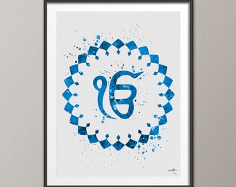 Ek Onkar Watercolor Print Poster Wall Decor Art Khanda Wall Decor Art Sikh Art