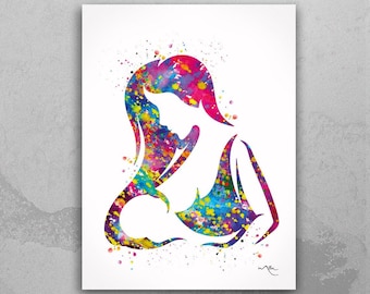 Breastfeeding Watercolor Print: Mother and Baby Art