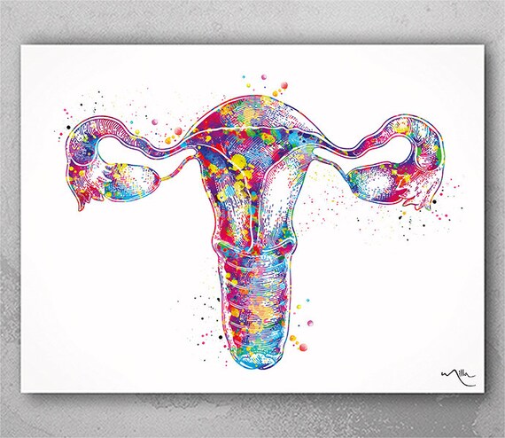 Uterus Anatomy Watercolor Print, Floral Gynecology Art-2329