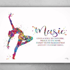 Lyrical Dance Music Quote Watercolor Print Modern Dance Ballroom Dance Studio Decor Contemporary Dancer Ballerina Wall Art Wall Hanging-1931