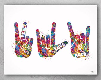 Watercolor Asl | Etsy