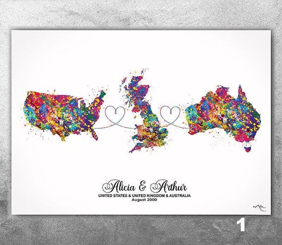 Personalized Watercolor Map Print | Moving Abroad Gift-2945
