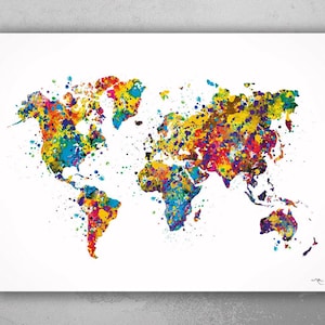 World Map Watercolor Print Wedding Gift Travel Art Wanderlust Housewarming Gift Wedding Gift Poster Wall Decor Home Decor Wall Hanging-57