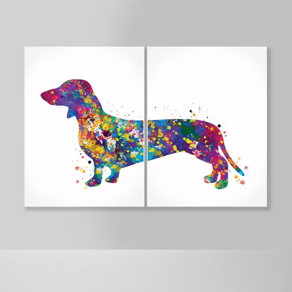 Dachshund Dog Watercolor Print Fine Art Dachshund Painting Print Children's Wall Art Dog Lover Doxie Teckel  Sausage Dog Art Dog Art-737