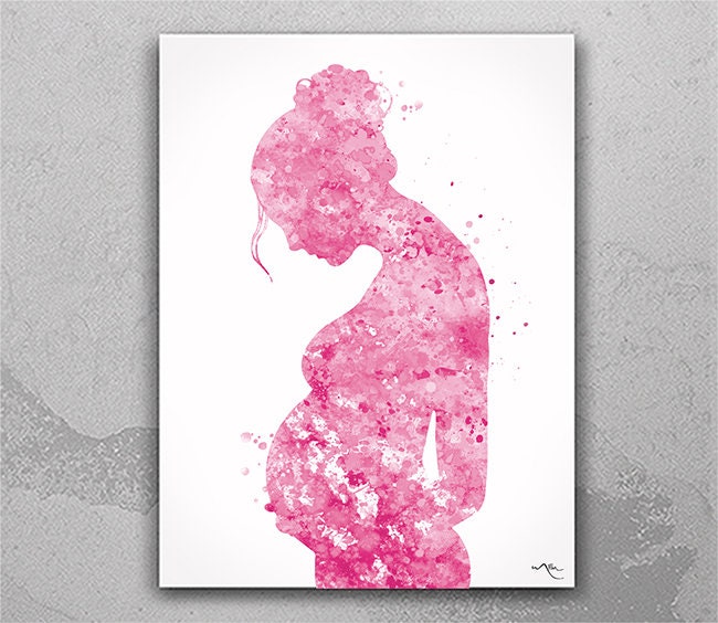Pregnant Art Watercolor Print Pregnancy Gift Gynecology Etsy