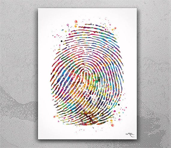 Personalized Fingerprint Watercolor Print, Memorial Keepsake - Digital Download