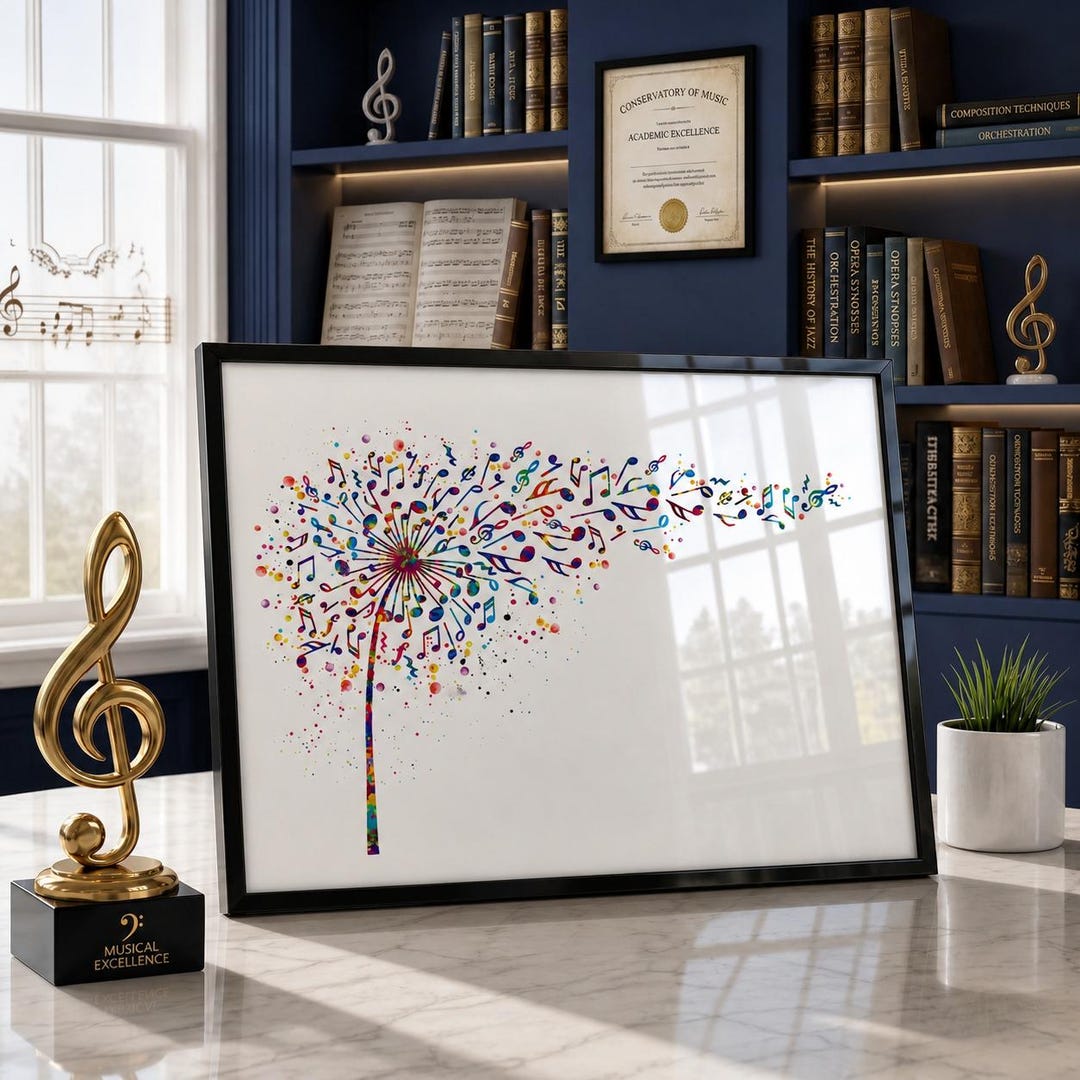 Dandelion Music Notes Watercolor Print, Treble Clef Art-88 - Etsy