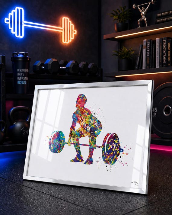 Weightlifter Watercolor Print: Gym Fitness Art, Powerlifting Gift