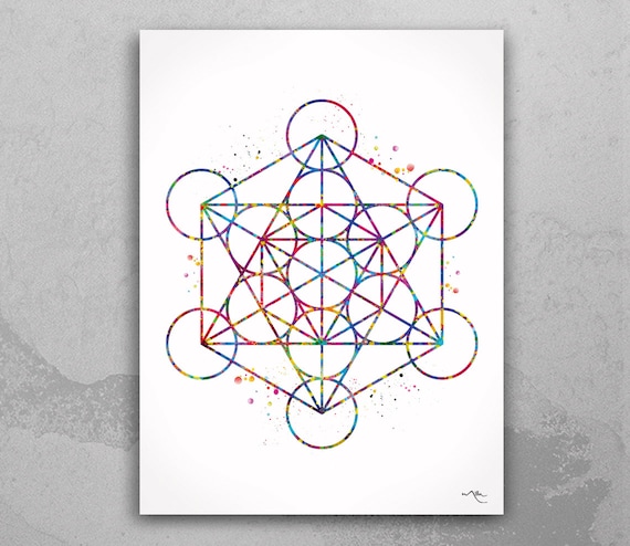 Metatron's Cube Watercolor Print Metatron Cube Sacred - Etsy