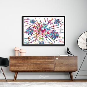 Brain Cell Infected Watercolor Print Neuron Art Science Gift Neurology ...