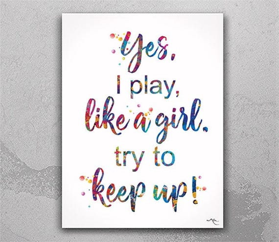 Like a Girl Quote Print | Inspirational Girl Boss Watercolor Art-1209