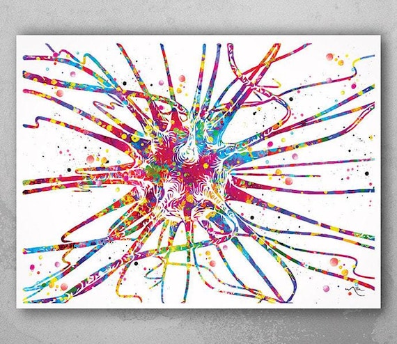 Neuron Watercolor Print: Brain Cell Art, Neurology Gift-926